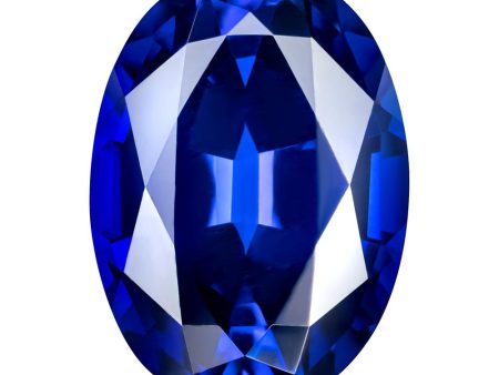 7.40 Carat Oval Cut Lab-Created Blue Sapphire on Sale