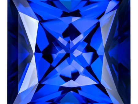 5.35 Carat Princess Cut Lab-Created Blue Sapphire Online Hot Sale