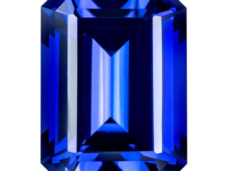 0.70 Carat Emerald Cut Lab-Created Blue Sapphire on Sale